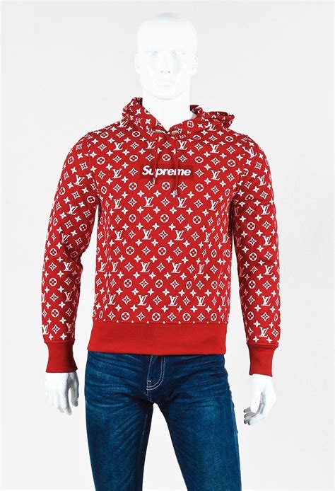 supreme louis vuitton red white collab hoodie|Louis Vuitton supreme jumper.